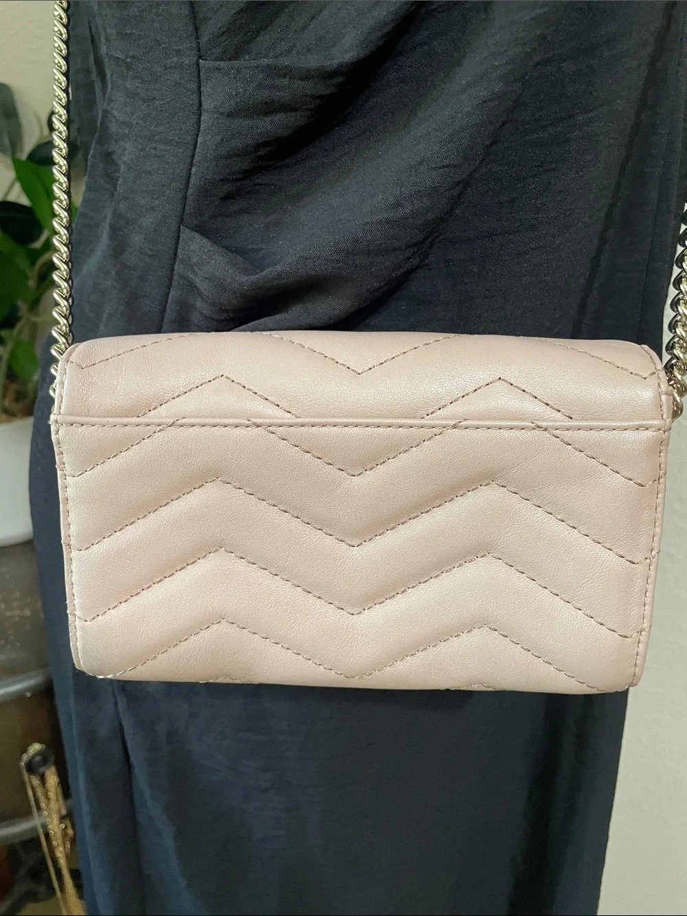 kate spade Blush Tan Quilted Chevron Chain Crossbody